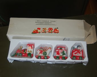 Vintage New in Box Christmas Wax Candle Train by Candle Concepts ~ "NIB" 4 Piece Christmas Candle Train  ~ Sealed Vintage Christmas Candles