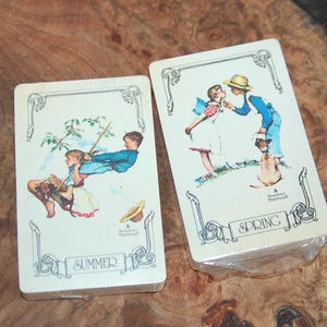 NOS 2 Norman Rockwell Playing Cards, Spring & Summer Scenes (Factory Sealed)