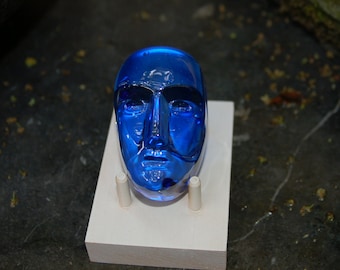 Bertil Vallien Kosta Boda "Brains" / Heads Signed Limited Art Glass Sculpture ~ Limited 50 Year Exclusive Tetra Pak Employee Gift w/ Stand