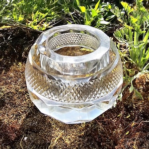 Thomas Webb Crystal Match Striker, Hand Cut Lead Glass Globe Holder