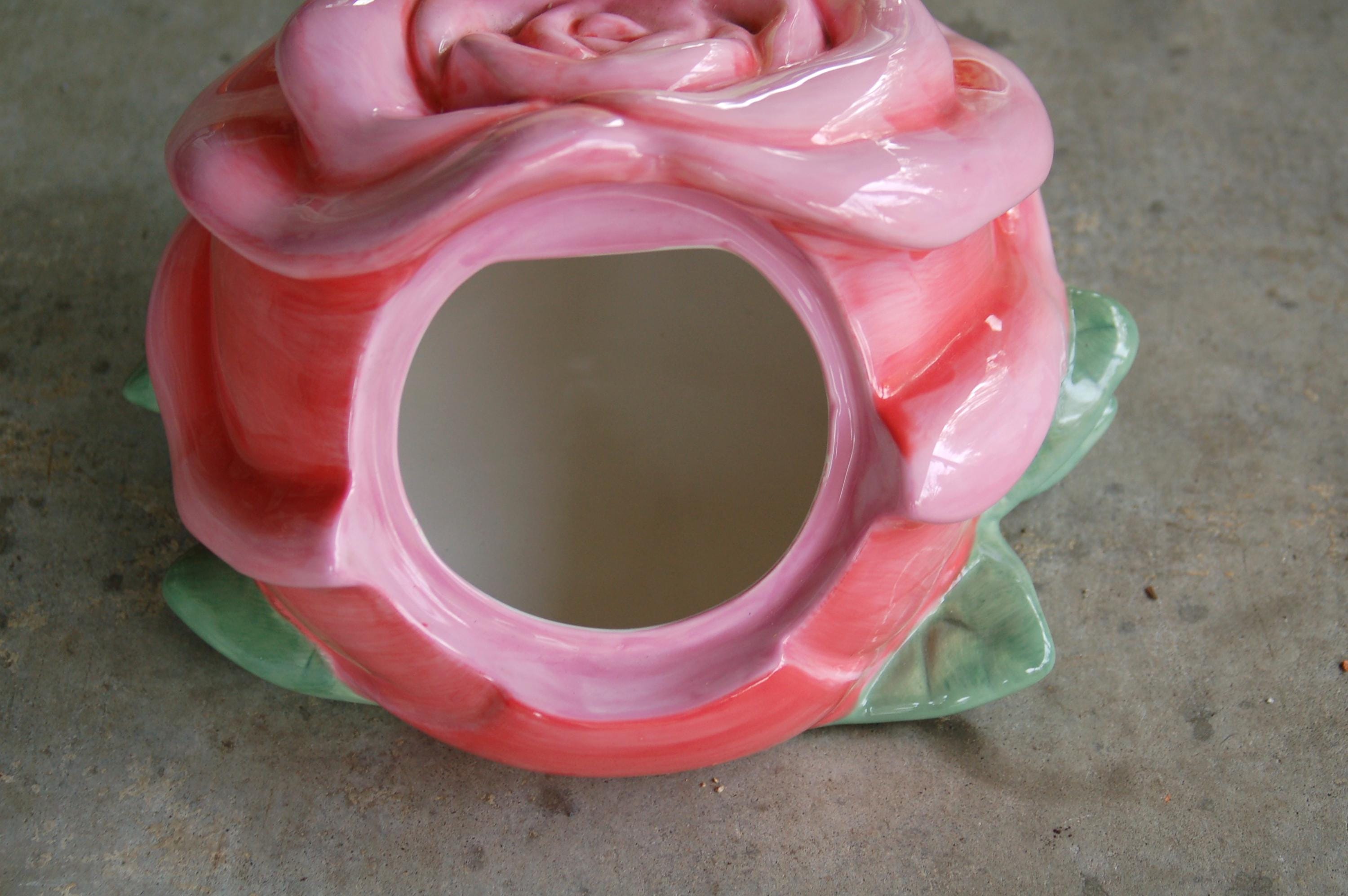 HTF Disney Parks Tinkerbell on a Rose Ceramic Cookie Jar, RARE