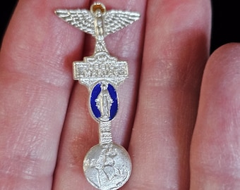 Lovely Vintage / Antique Sterling Silver LEGION OF MARY Religious Pin, Legio-Mariae in Excellent Condition ~ Fully Marked