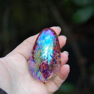 Hermosos estudios de ojos de vidrio Colores iridiscentes rosa huevo, azules, dorados y plateados con pisapapeles de burbujas suspendidas ~ &quot;GES 92&quot; ~ Excelente