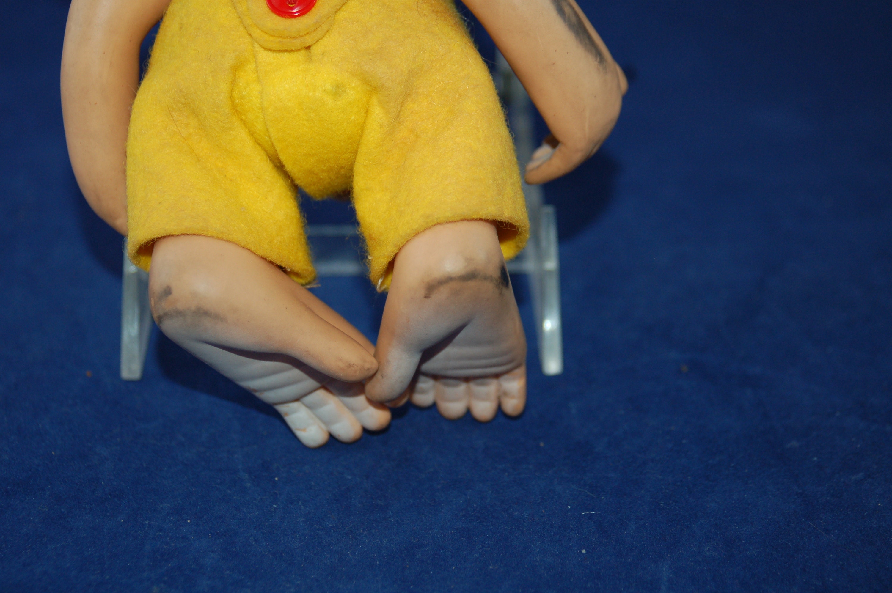 UNICA Belgium 1965 Dark Hair Yellow Felt Clothes Monkey Boy Jolly