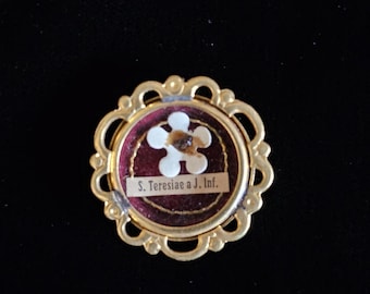 Antique Vintage Reliquary Relic Saint Therese Teresiae Lisieux of the Child Jesus ~ No Documentation ~  Seal and Threads are Intact