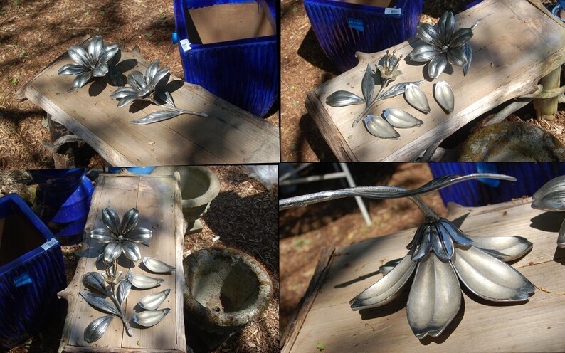 ashtrays ~ 2nd of 2 Mid Century Modern Hollywood Regency Art Deco Blooming Flower Sculpture w detachable Flower Pedals forming individual