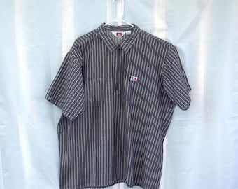 Vintage 1990's Red Hickory Striped Work Shirt From Ben Davis Size