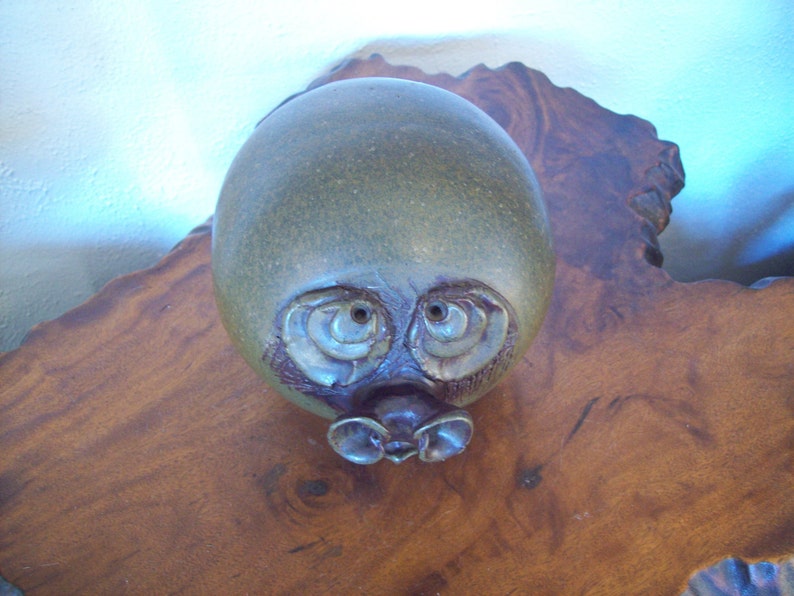 Wonderful Big Snout Folk Art Piggy Bank Charles Fach 1970s Ugly Face image 2