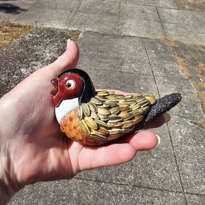 Vintage Artesania Rinconada fågelfigur, handgjord frökonst vaktel rapphöns keramik, tillverkad i Uruguay lerdjursskulptur, signerad