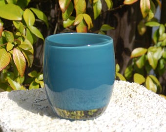 Beautiful Glassybaby "Stormy" Pre-Triskelion Hand Blown Glass Votive Candle Holder ~ Cathrineholm Blue Stormy Glassybaby Hand-Blown Glass