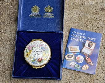 Halcyon Days Enamels "A Token Of Love" Enamel Lidded Trinket Box with Original Box & Booklet ~ As New