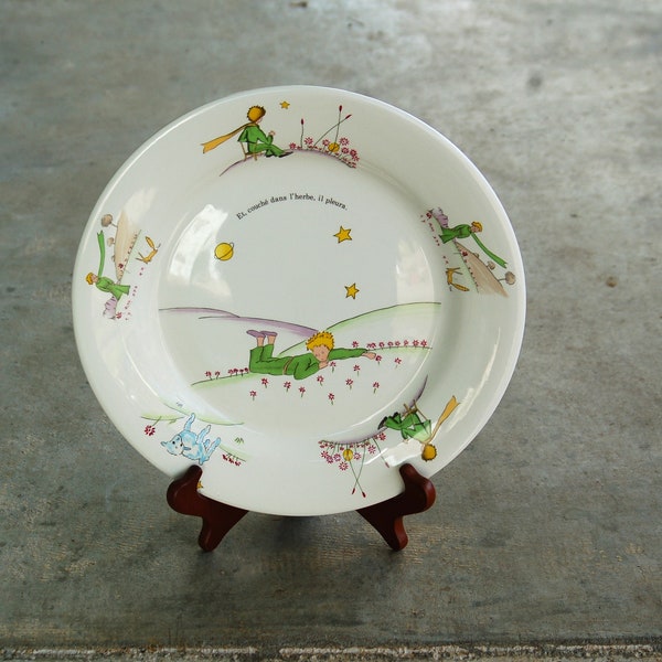 Gien France 1993 "Le Petit Prince" (The Little Prince) and laying in the grass he cried ~ 103/4 Dinner Plate ~ EUC w/o fading, chips or ...