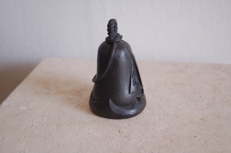 Bronze Bell from the American Bell Association's 1994 San Diego Convention Featuring a Ship at Sea, Rope Topper and Anchor Charm Nice Sound image 6