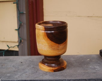 Beautiful Turned Antique Treen Ware Lignum Vitae Footed Mortar ~ 8" tall ~ Antique Footed Lignum Vitae Apothecary Mortar ~ VG