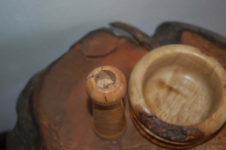 Beautiful Turned Spalted Wood Mortar and Pestle w/ Live Edge Apothecary Herbs Cooking Kitchenware Spells Potions Altars image 10