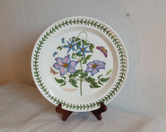 Vtg Portmeirion Botanic Garden, Susan Williams-Ellis, Blue Passion Flower, 10.25" Dinner Plate ~ Made in Britain ~ Excellent Condition