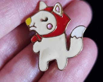 Little Red Riding Hood Wolf Enamel Pin ~ Kawaii Rotkäppchen Shiba Inu Fox Lapel Pin ~ Cute Fairy Tale Animal Brooch ~ Gold Plated Enamel Pin