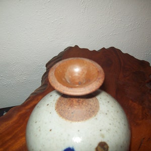 Ralph Lodewick Art Studio Weed Pot Glazed Stoneware with two sided abstract Cobalt and Honey decorations Master Oregon Potter image 4