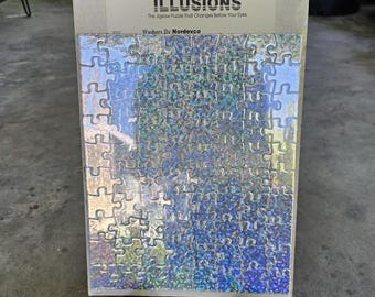 Nordevco Factory Sealed Illusions Holographic 80 pc Jigsaw Puzzle #9312 Washers ~ 1980's