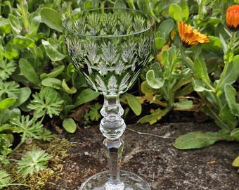 Vintage, Stunning,  Cut-to-Clear Crystal Wine Glass / Hock / Goblet 8" Tall