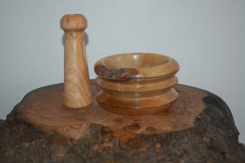 Beautiful Turned Spalted Wood Mortar and Pestle w/ Live Edge Apothecary Herbs Cooking Kitchenware Spells Potions Altars image 5