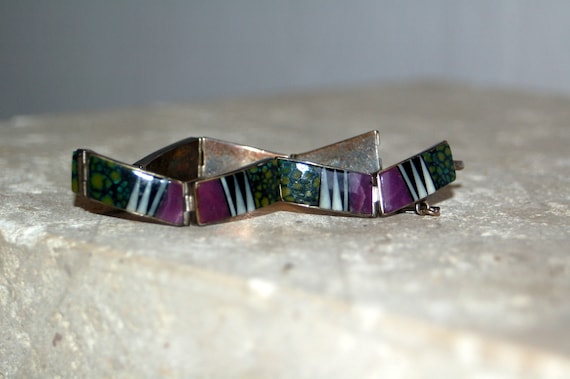 Important Vintage Navajo Rick Tolino Inlay Turquoise Native American Jewelry Silver Bracelet Important Vintage Navajo Rick Tolino Inlay Turquoise Native American Jewelry Silver Bracelet
