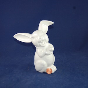Vintage 1930&#39;s Max Friz, Rosenthal Bavaria, 6 1/2&quot; tall White Porcelain Laughing Joyful Rabbit / Bunny / Bunny Rabbit ~ Crown & Roses Mark