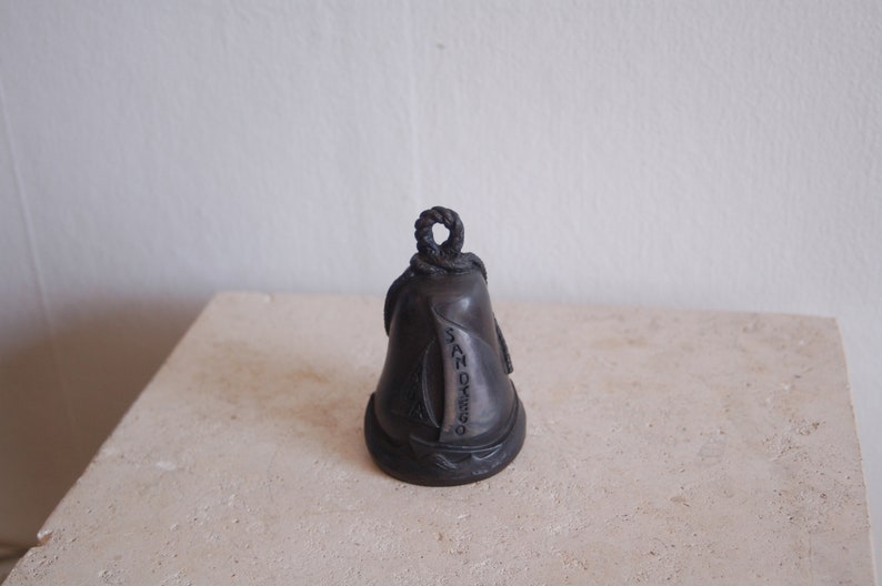 Bronze Bell from the American Bell Association's 1994 San Diego Convention Featuring a Ship at Sea, Rope Topper and Anchor Charm Nice Sound image 10