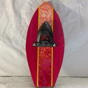 Shark Bottle Opener on Surfboard Mount: Coastal Beach Bar Decor