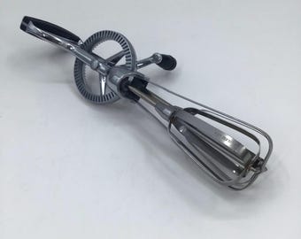 Vintage Mid Century Modern Ecko Best Egg Beater Hand Crank Whisk Stainless Steel USA Made