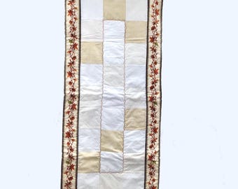 Vintage OOAK Handmade Patchwork Quilted Table Runner Thanksgiving Autumn Fall Cottagecore Farmhouse Rustic Calico