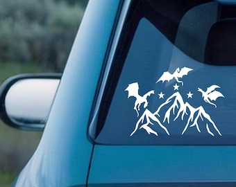Fourth Wing & Mountain Vinyl Decal,ACOTAR Throne of Glass Crescent City Booktok,Multiple Colors Available,Car/Window Decal,Fantasy Book Gift