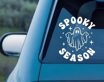 Spooky Season Ghost Sticker,Halloween Vinyl Decal for Car/Laptop/Window/Glassware,Multiple Colors,Ideal Gift for Halloween & Car Enthusiasts