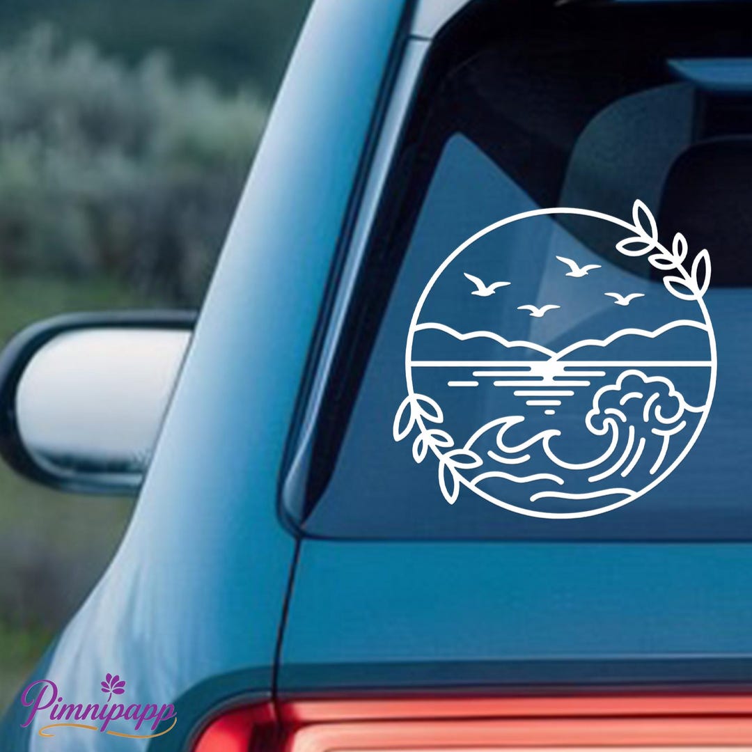 Coastal Ocean Scene Vinyl Decal, Car/laptop/window/bottle/glassware ...