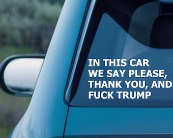 FDT Vinyl Decal,In This Car We Say Please Thank You and FDT,Liberal Political,Car/Window Decal,Multi-Color Options,Ideal For Decorating