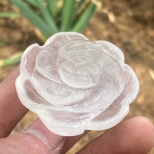 1.8''+ Natural Clear quartz,quartz crystal,hand carved,Crystal Rose,Flowers skull,Home Decoration Crystal Gifts 1pc