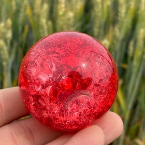 1.9&#39;&#39;+ Magical Red Aura Crackle Sphere,Crystal Glass Ball,quartz Crystal,Crystal Ball,Crystal sphere,Home Decoration Gifts 1pc