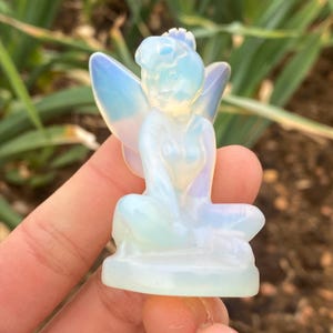 2.5&#39;&#39;+ Blue Opalite quartz,quartz crystal,hand carved,Crystal Angel,Angel skull,Home Decoration Crystal Gifts 1PC
