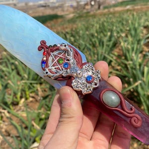 24 cm Opalit Kristall Dagger,Opalit Fluorit Obelisk,hand geschnitzt,Opal Quarz Kristall Messer,Hirsch Schädel,Kristall Geschenke 1Stk
