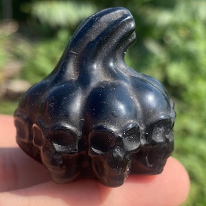 1.5&quot; Natural Obsidian Quartz jack-o&#39;-lantern skull,Quartz Crystal skull,Hand carved pumpkin lamp,Crystal gift,Home Decoration Gift 1PC