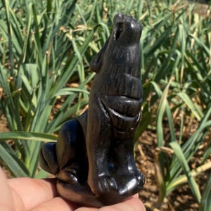 4.3&#39;&#39;+ Natural Gold Obsidian quartz,quartz crystal,hand carved,Crystal Wolf specimen,Wolf skull,Home Decoration Crystal Gifts 1pc
