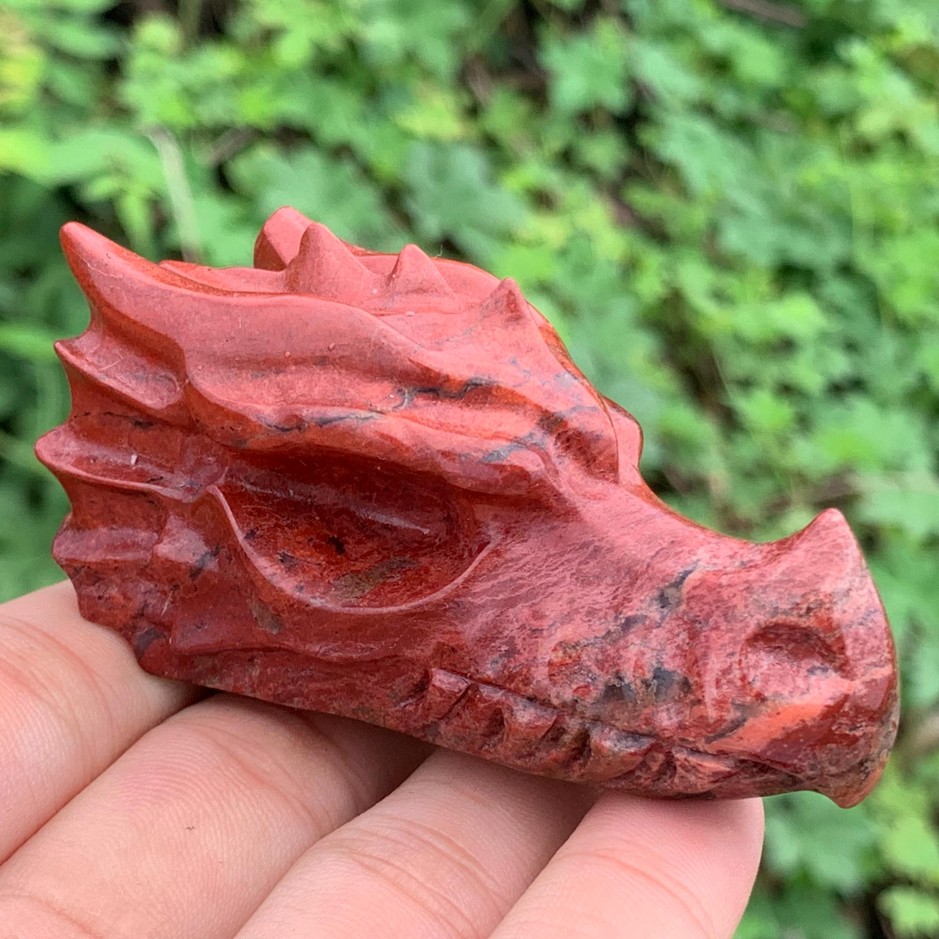 3.2''+ Natural Red Jasper Dragon Skull,quartz Crystal Dragon Skull