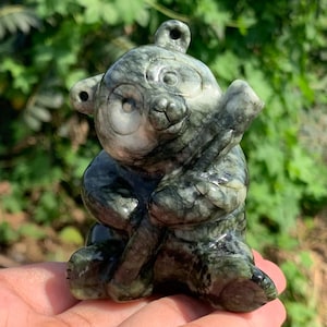 3,4 &quot;+ Natürliche Grüne Jade Quarz Panda Schädel, Kristall, Quarz, Kristall Quarz, Panda, Kristall Panda Schädel, Dekoration, Kristall Geschenke 1PC
