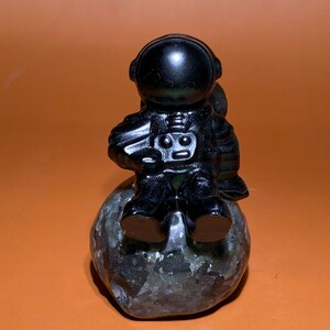 3.3"+ Natural Obsidain Quartz,Crystal,Quartz,Crystal Quartz,Astronaut,Skull,Astronaut Skull,Crystal Astronaut Skull,Home Decoration 1PC