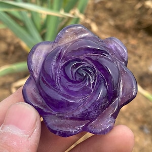 1.8''+ Natural amethyst quartz,quartz crystal,hand carved,Crystal Rose,Flowers skull,Home Decoration Crystal Gifts 1pc