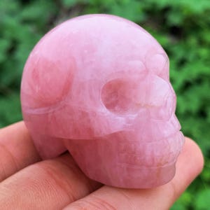 1,9&quot;+ Naturalna różowa czaszka z kwarcu różowego, kryształ, kwarc, kwarc kryształowy, czaszka, kryształowa czaszka, dekoracja domu, prezenty kryształowe, prezenty 1 szt.