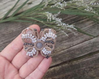 Tatted Lace Butterfly Brooch: gift for her