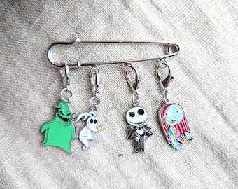 Spooky Gothic Stitch Markers, Silver Tone Charms, Knitting Crochet Accessory (Set of 4)