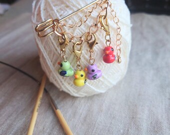 Handmade Duck Stitch Markers, Removable Knitting Accessories, Decorative Safety Pin Charm