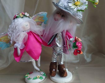 Handmade Couple Figurines – Gnome & Fairy Pair, Romantic Decor, Unique Wedding Gift, Whimsical Art Dolls